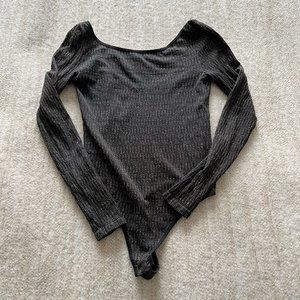 Intimately Free People Low Back Bodysuit Top M / L Knit Black Gold